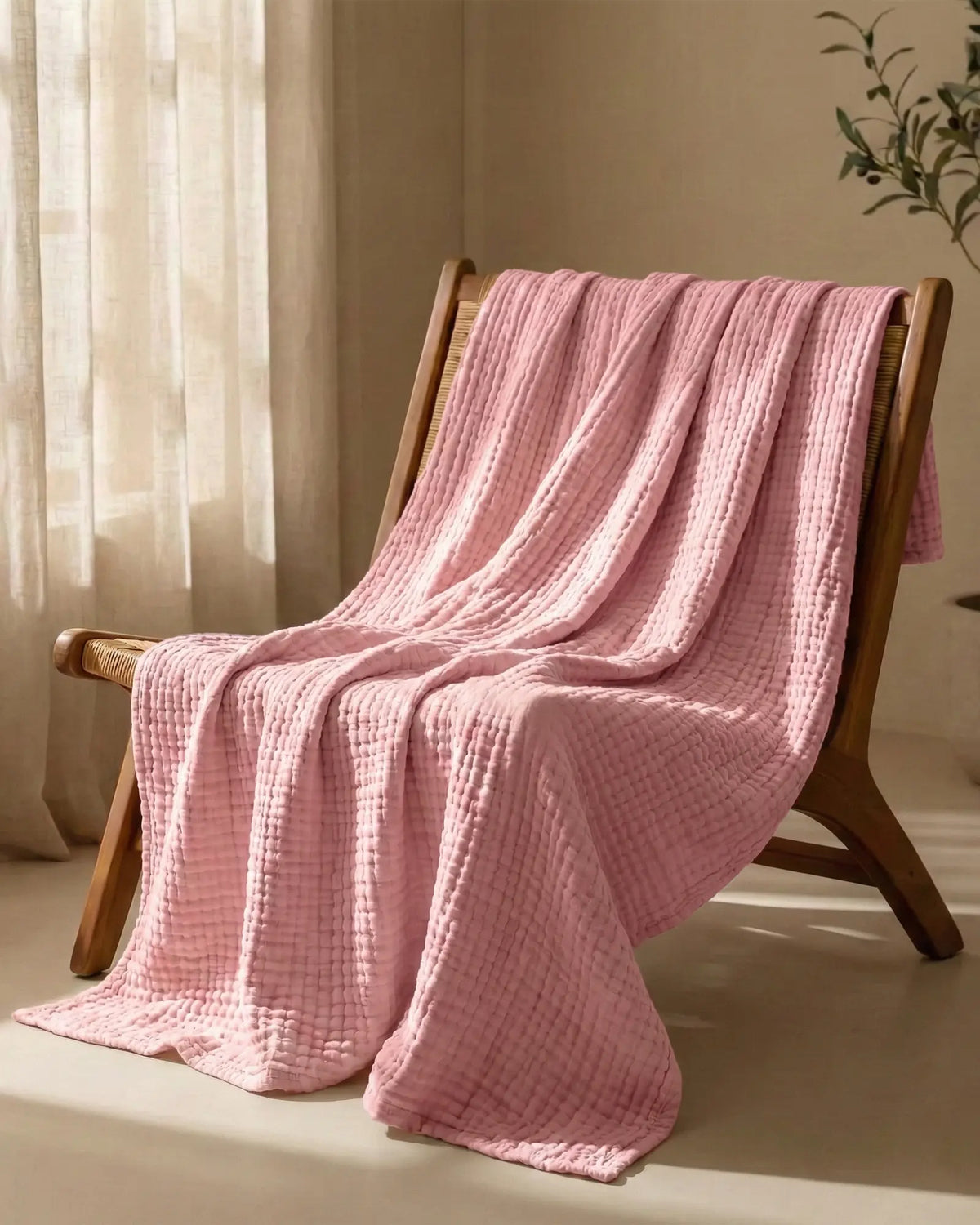 Muslinfilten – 100 % bomullsmuslin – Aprikosrosa