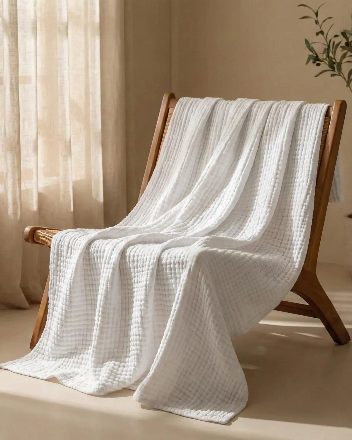 Muslinfilten – 100 % bomullsmuslin – Vit