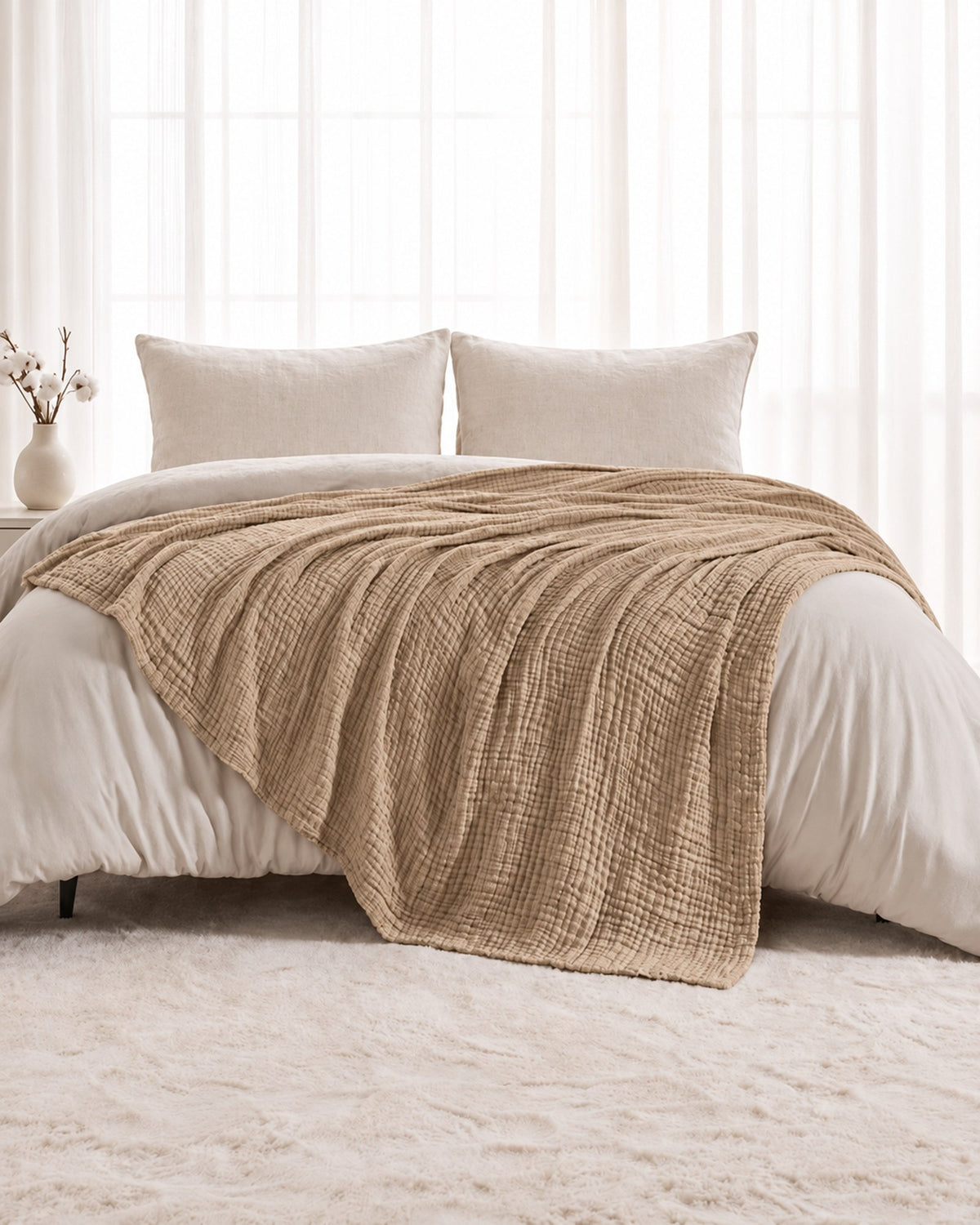 Muslinfilten – 100 % bomullsmuslin – Sand