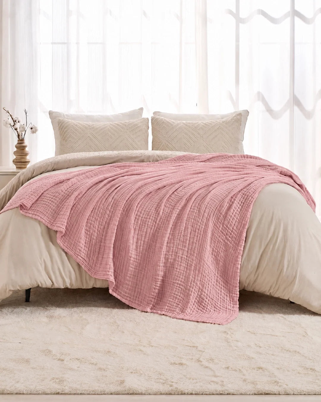 Muslinfilten – 100 % bomullsmuslin – Aprikosrosa