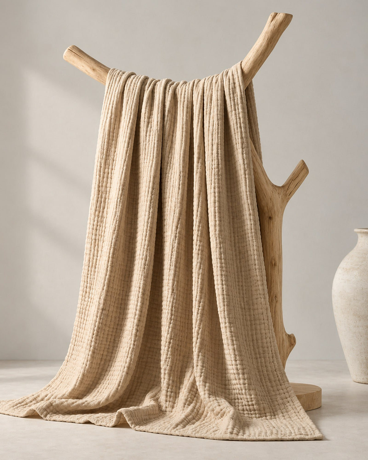 Muslinfilten – 100 % bomullsmuslin – Sand